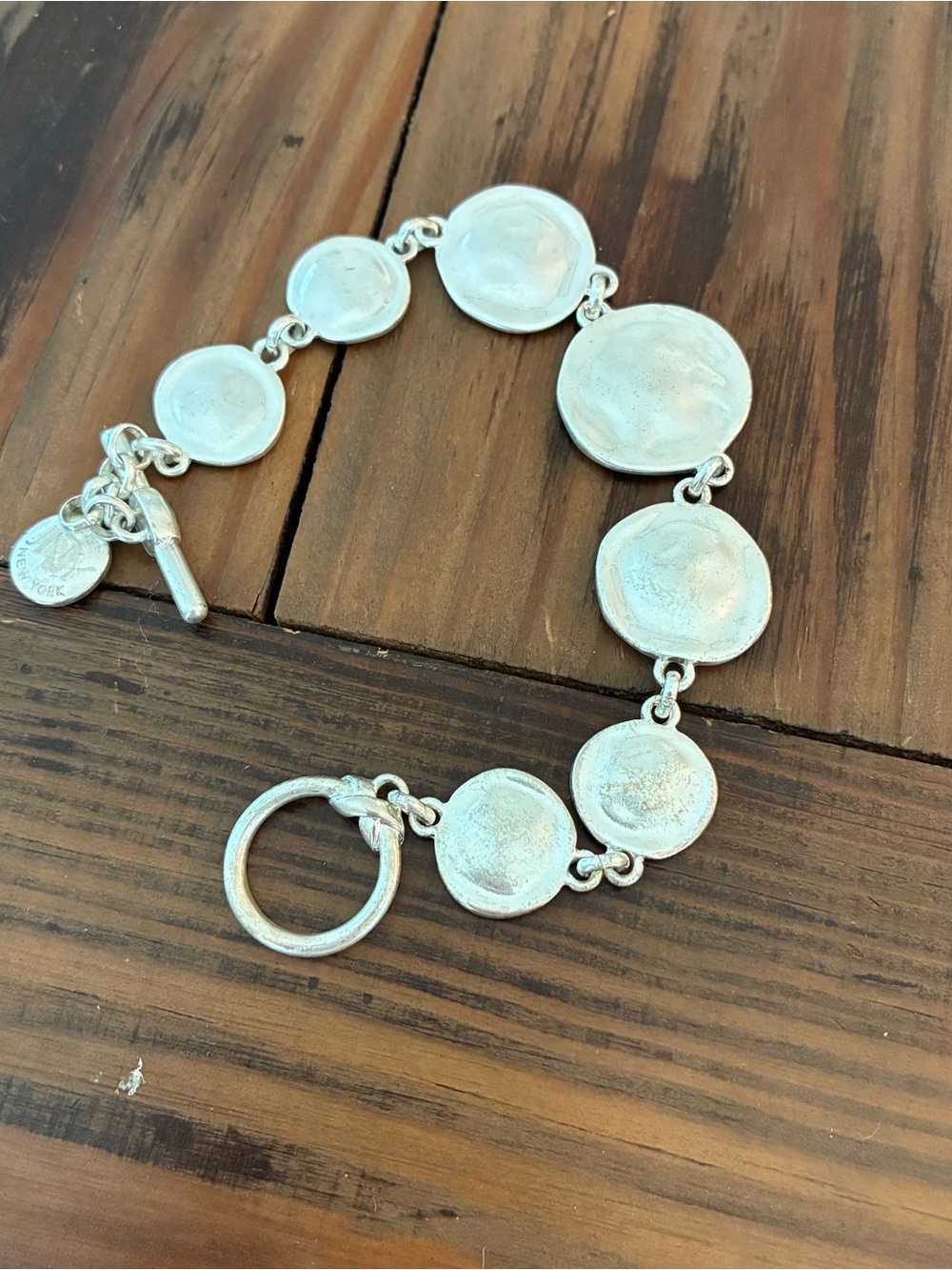 Jones NY Silver Disc Link Bracelet